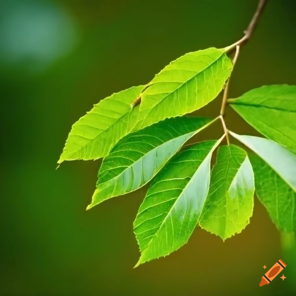 Closeup of vibrant green leaves on an ash tree on Craiyon