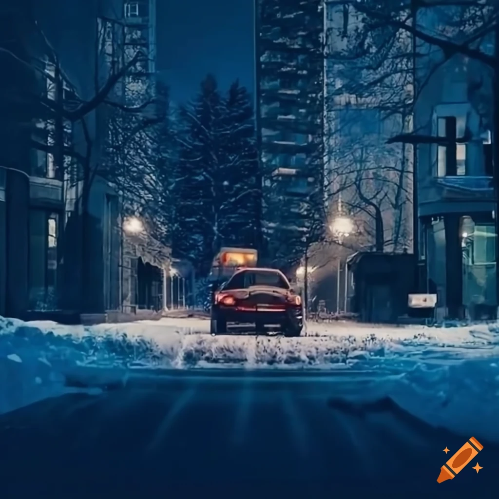 family in SUV passing a health clinic in winter