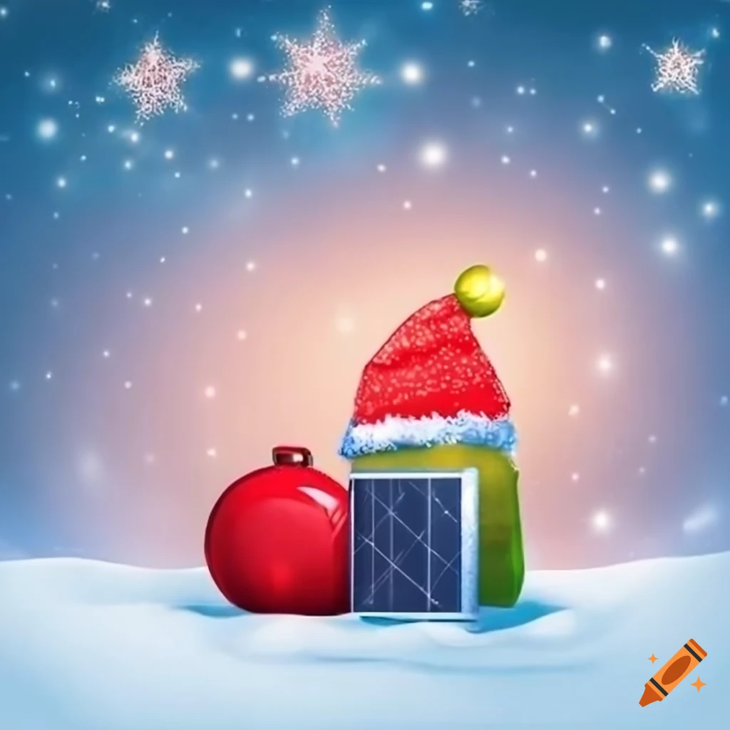 Christmas picture with solar cells and battery