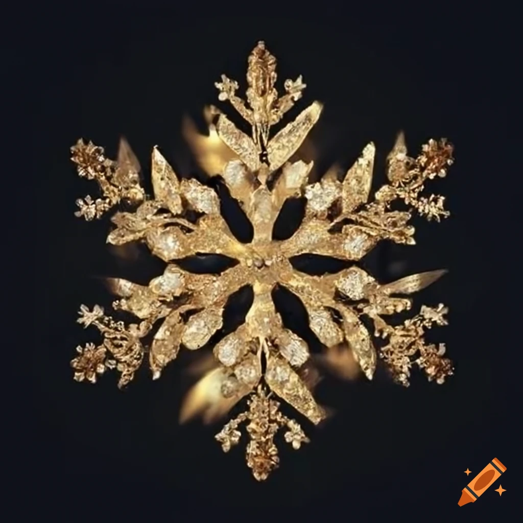 Golden snow crystal on Craiyon