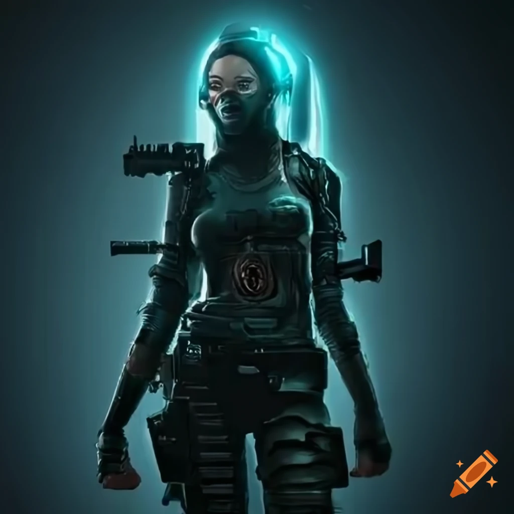cyberpunk woman with dual-wielding guns