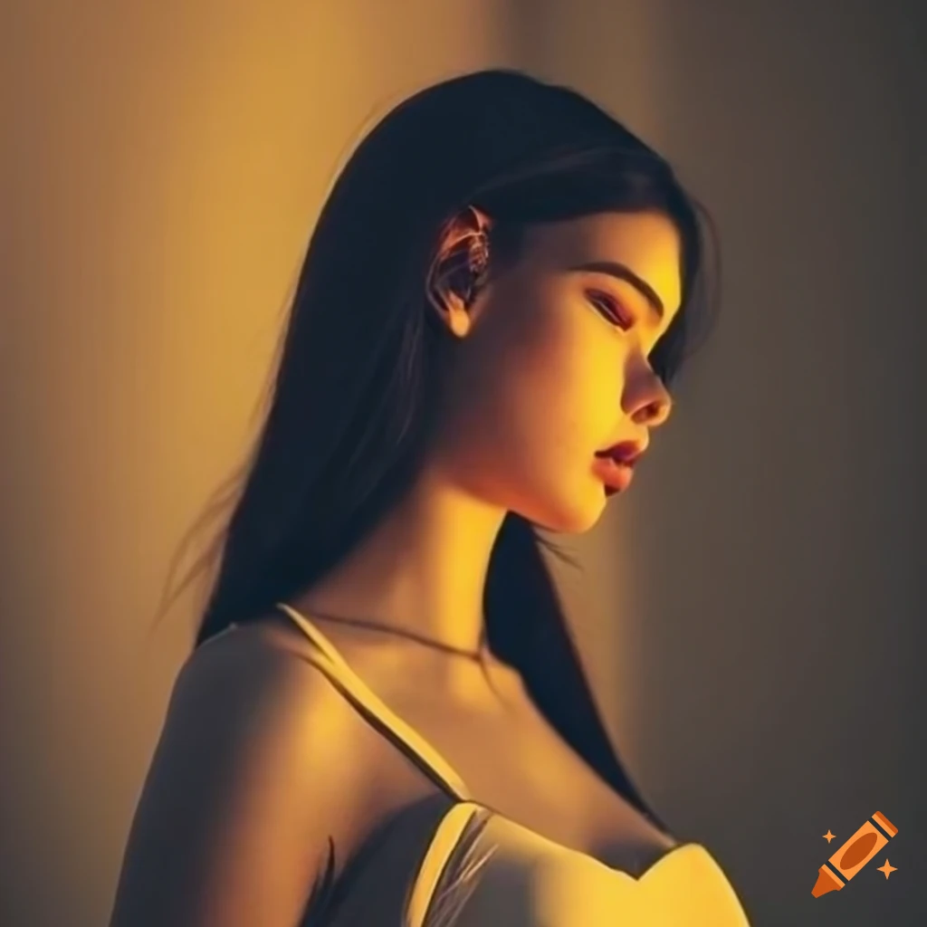 captivating woman in a yellow aesthetic setting