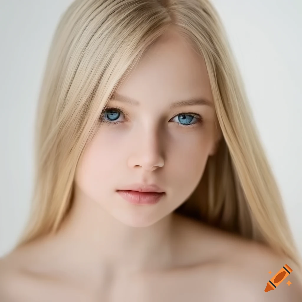 Portrait of a beautiful pale girl with light blonde hair on Craiyon