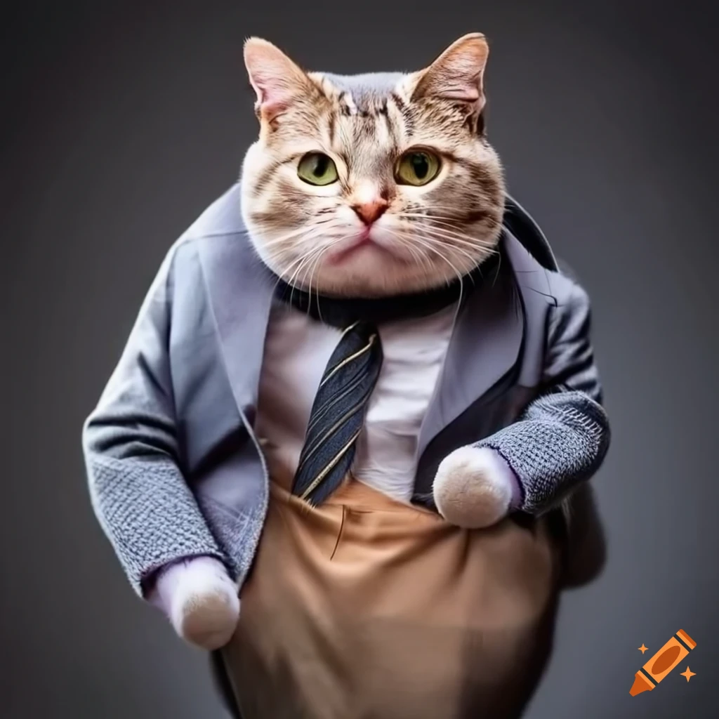 Funny portrait of a cat dressed in a professional suit