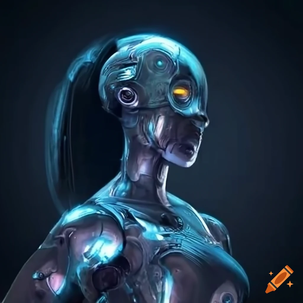 futuristic robot DJ dancer with aliens