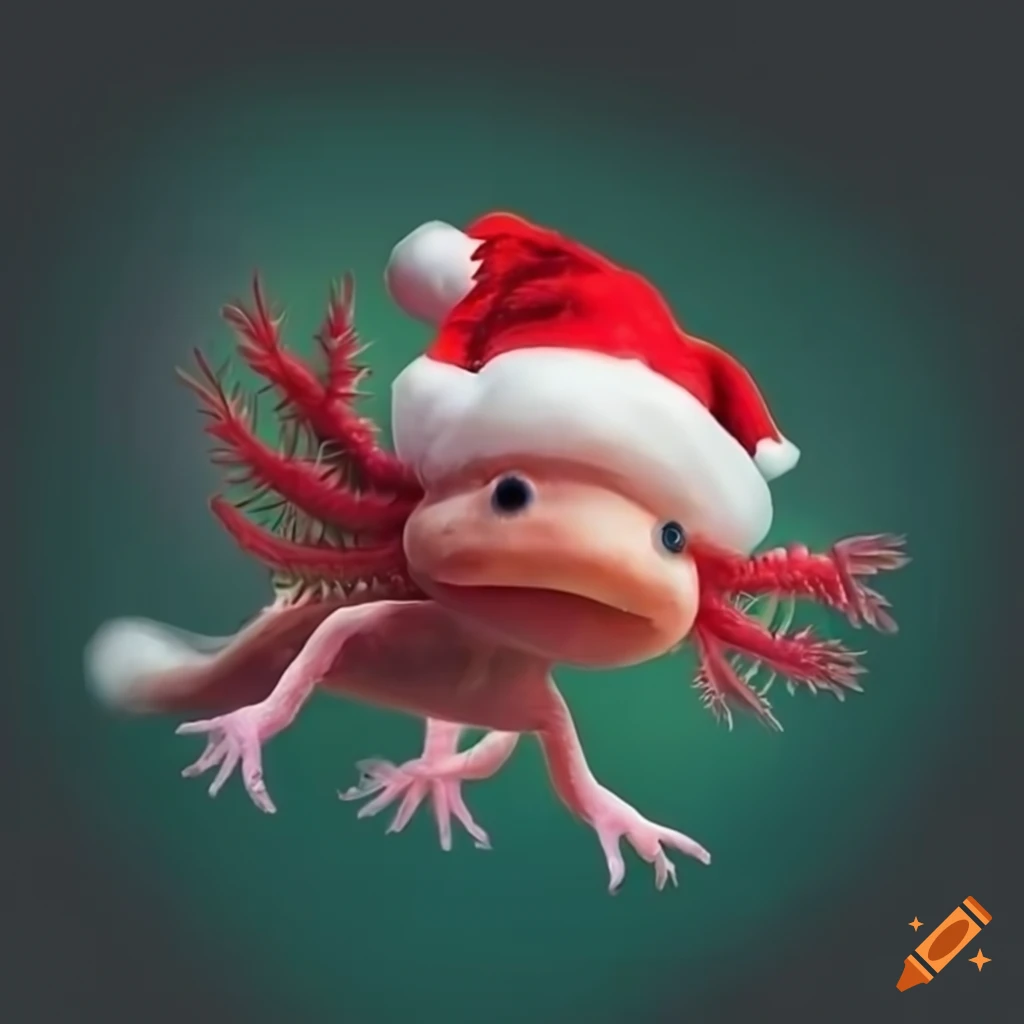 Realistic christmasthemed axolotl on Craiyon