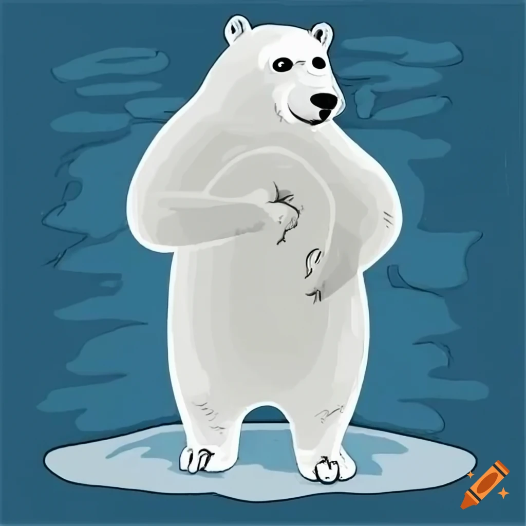 cartoon polar bear on an icy landscape
