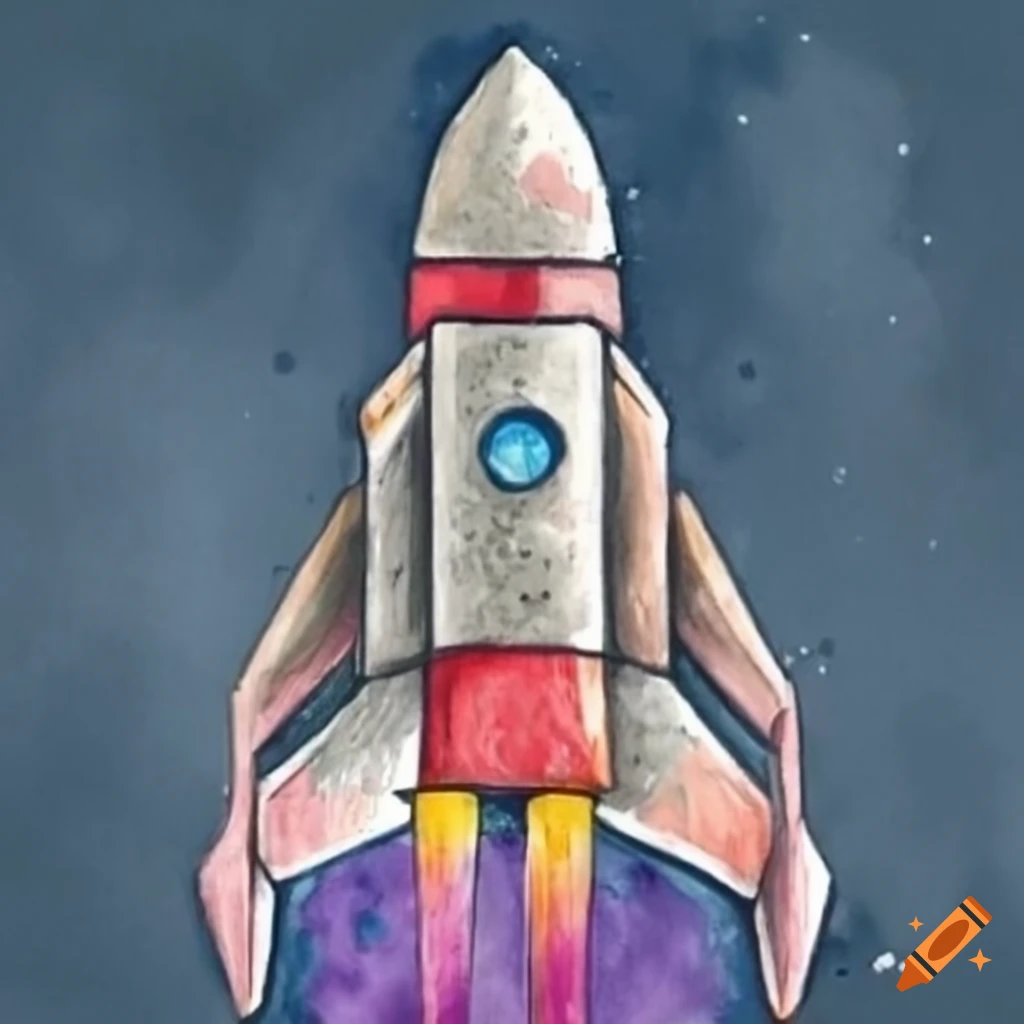 Colorful Drawing Space Rocket In The Cosmos Stock Illustration - Download  Image Now - Crayon Drawing, Vertical, Art - iStock