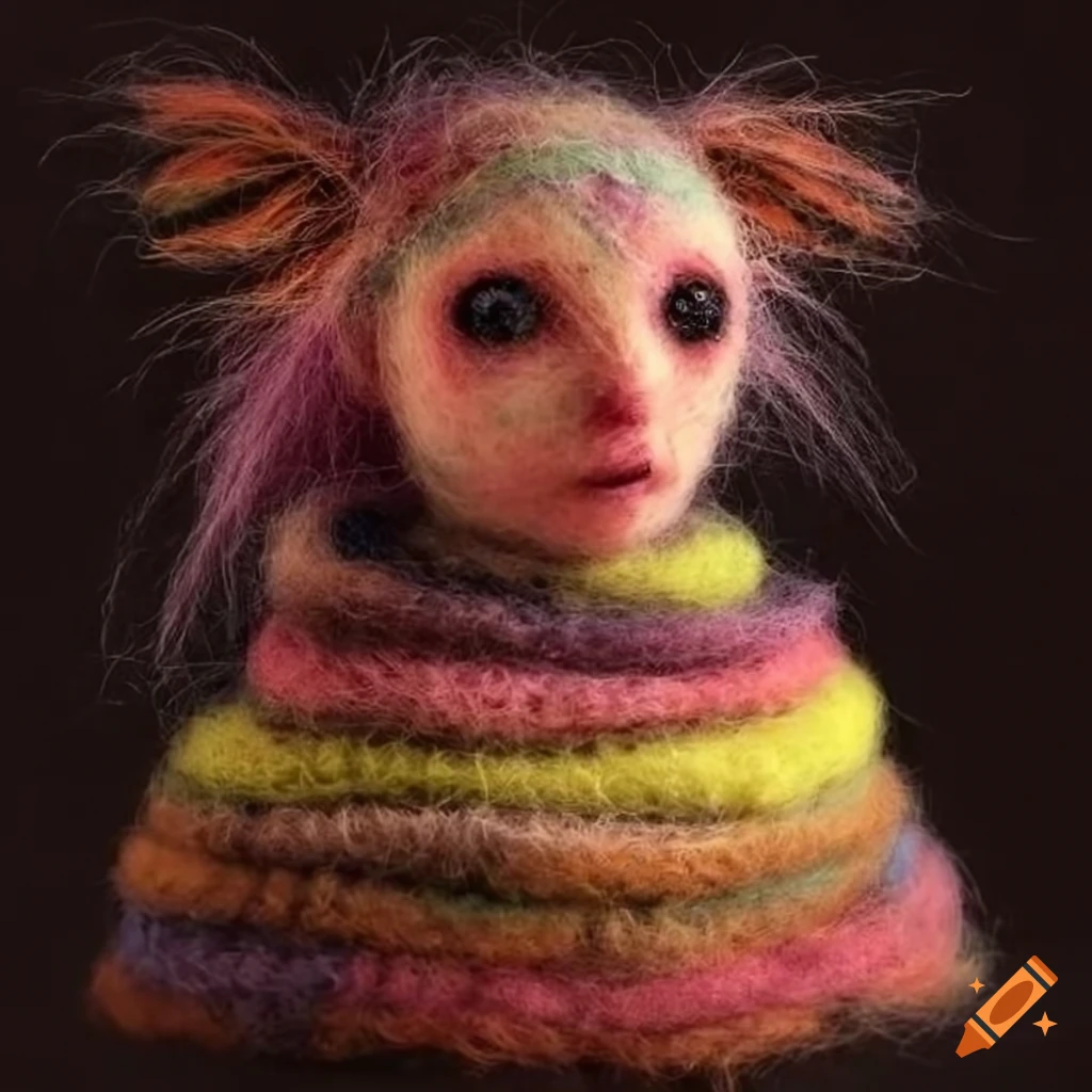 detailed felted wool creatures with intricate clothing