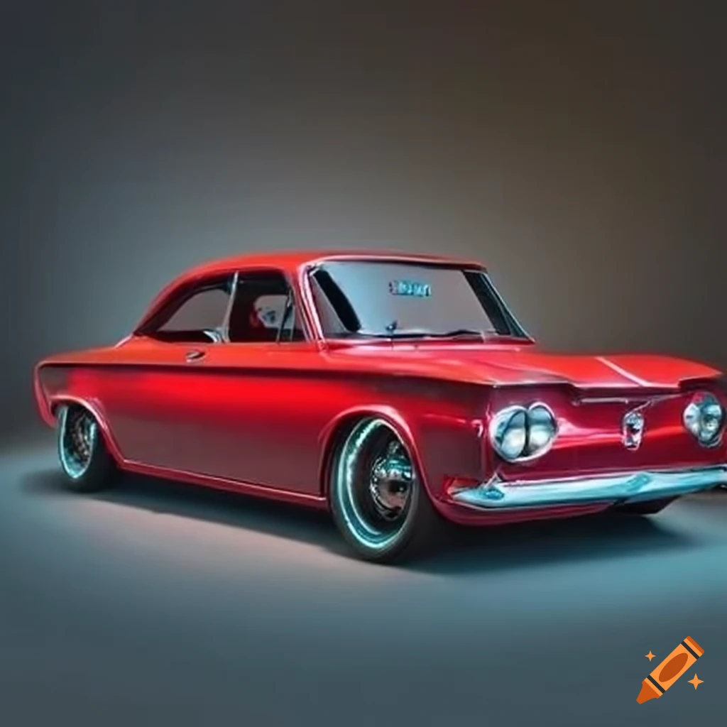 customized red 1964 Corvair car