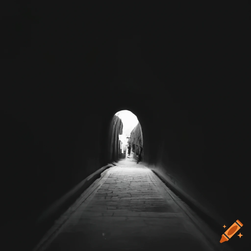 Silhouette in a dark tunnel