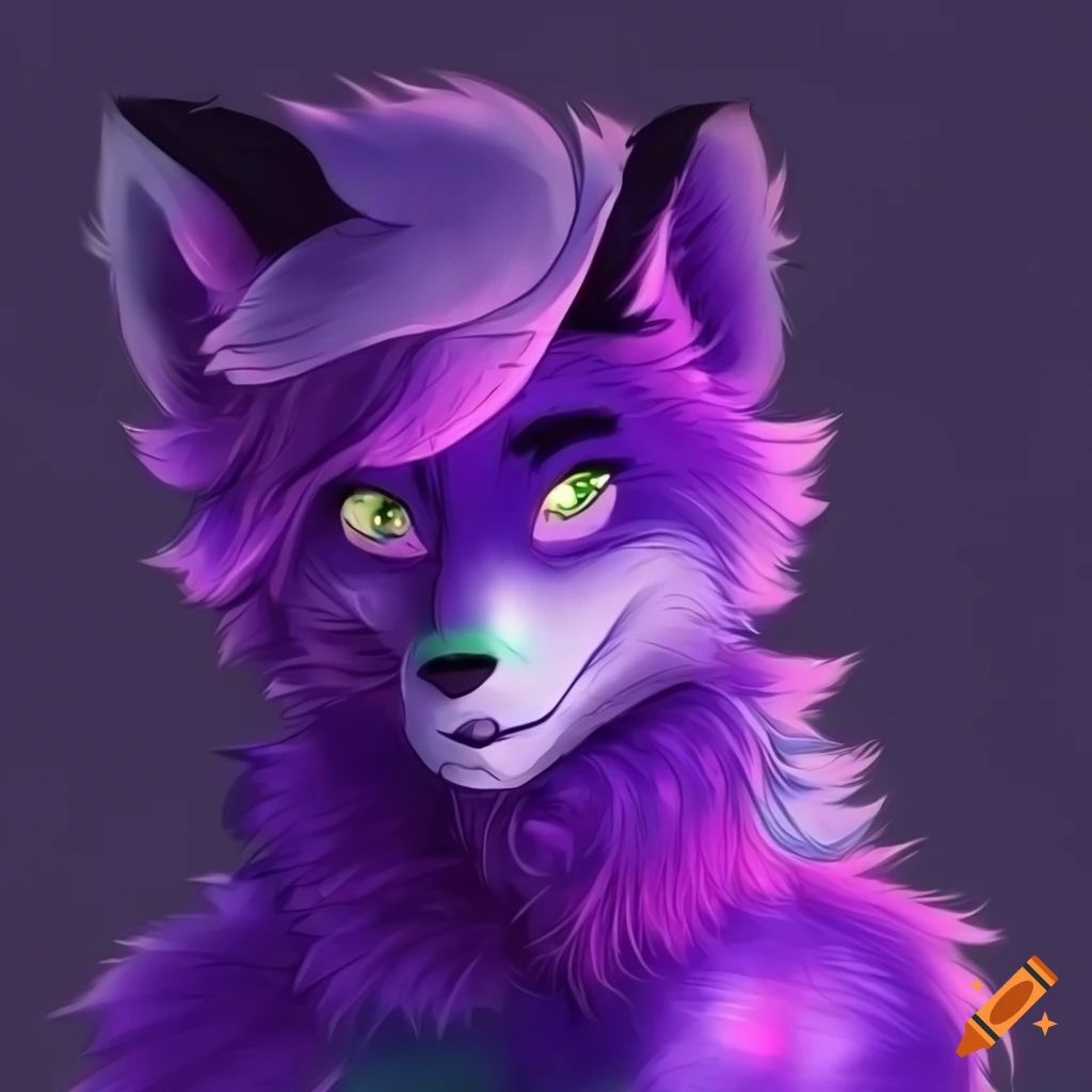 Colorful drawing of a fox furry with glowing wings