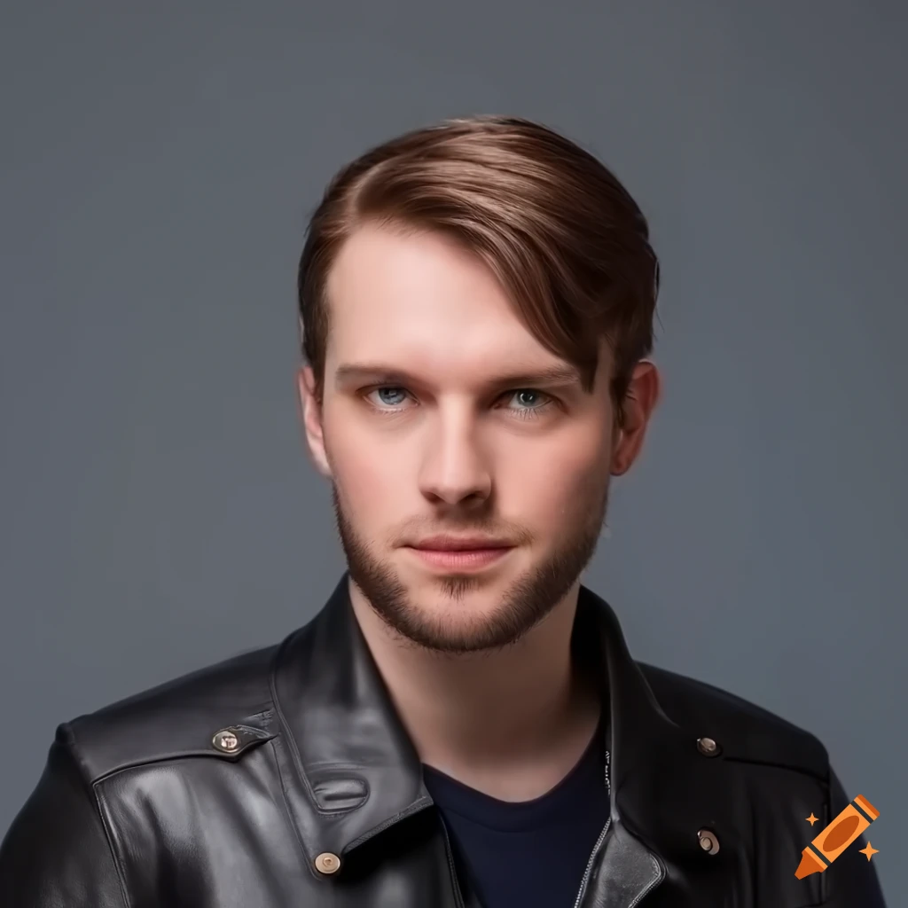 portrait of a young politician with leather jacket