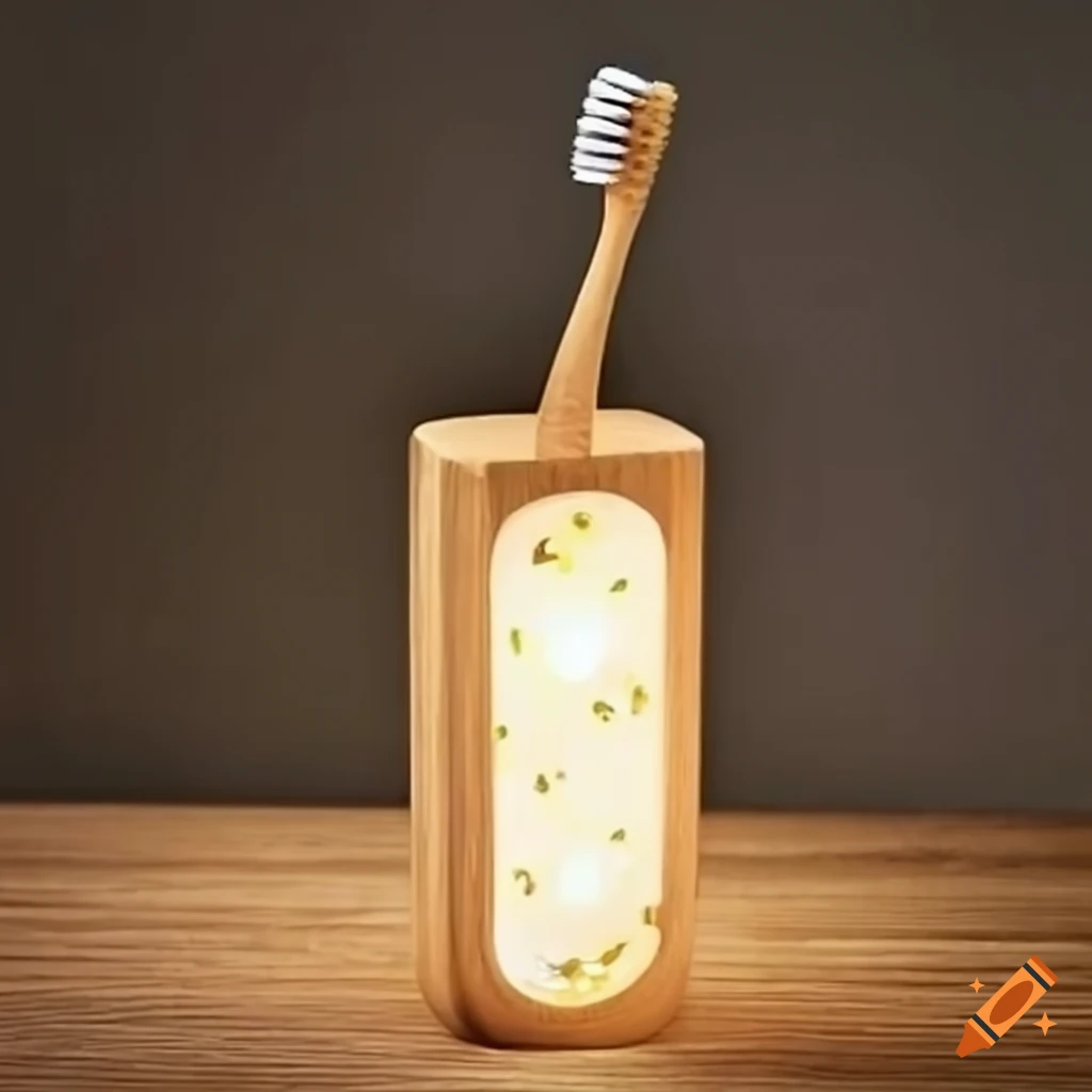 bamboo toothbrush holder with ambient lighting