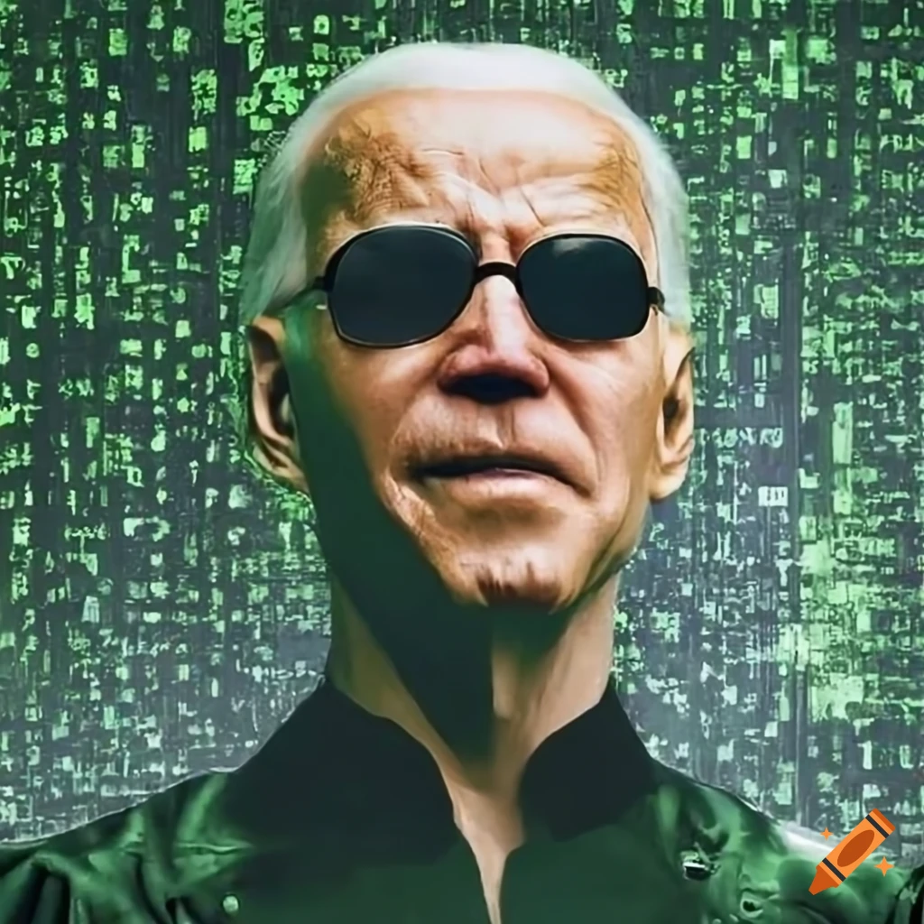 Joe biden as morpheus from the matrix with sunglasses