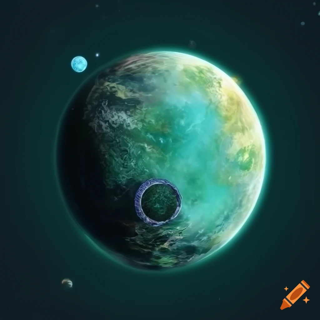 board game card with oasis planet and space debris