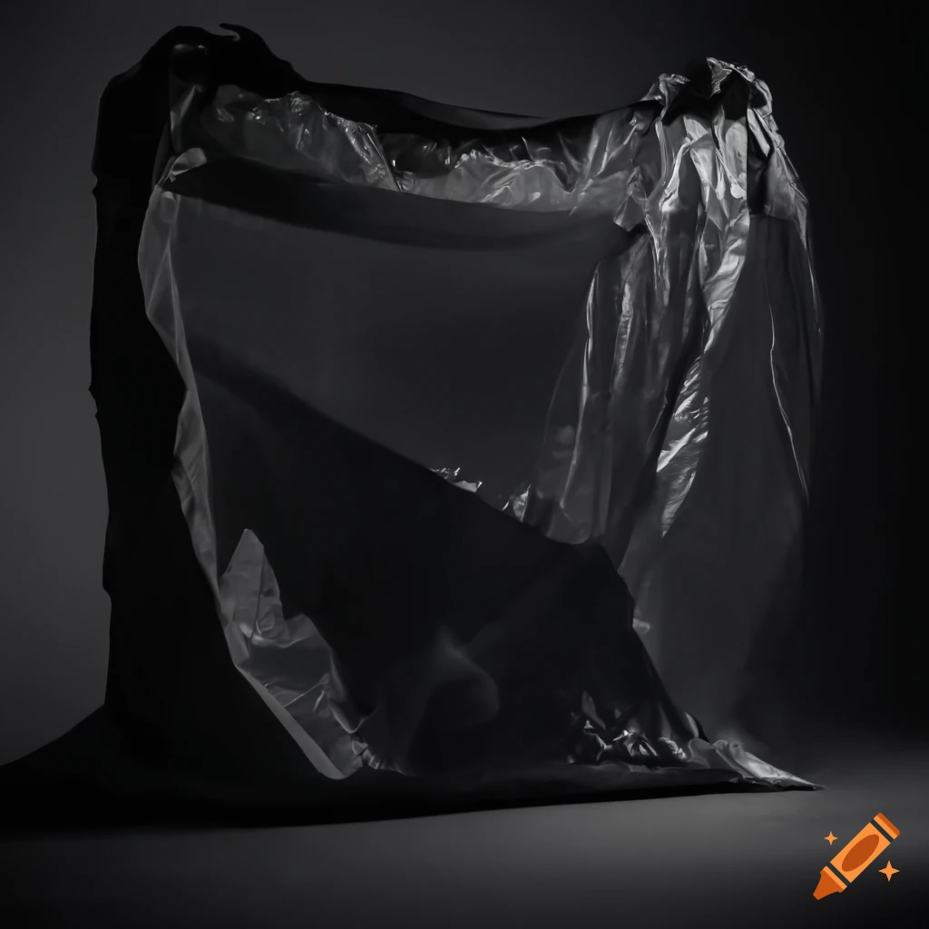 An pile of 9 black garbage bags piled on the floor of a corporate office  setup on Craiyon
