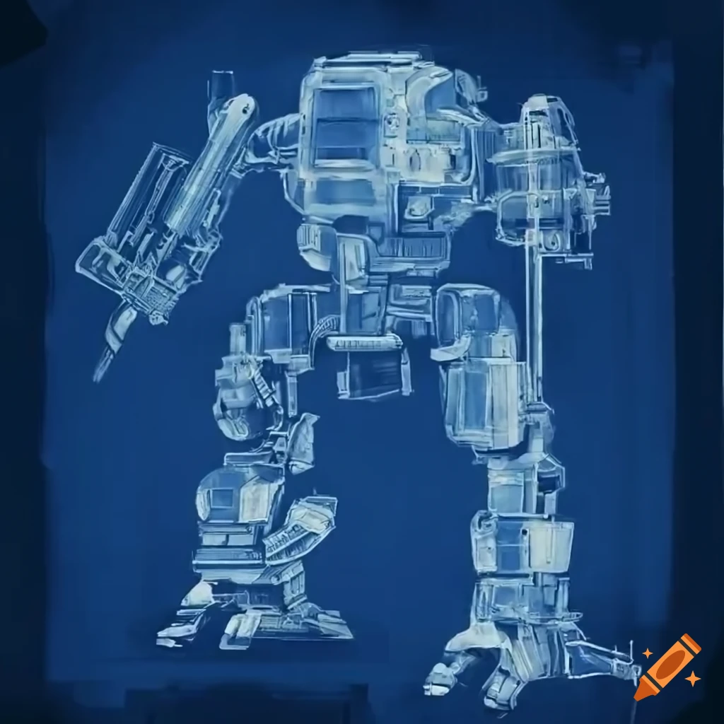blueprint of a light mech with internal structures