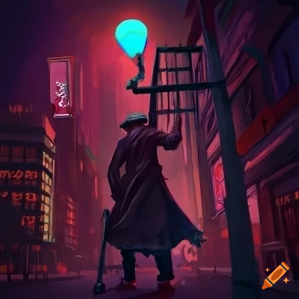 Neon street lamp lighting in london on Craiyon