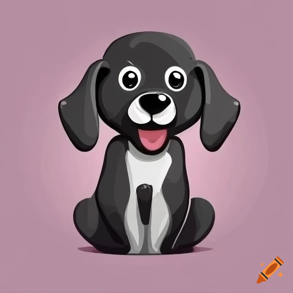 Cute cartoon black and white dog on Craiyon