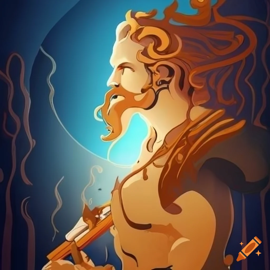 Art deco illustration of zeus on Craiyon