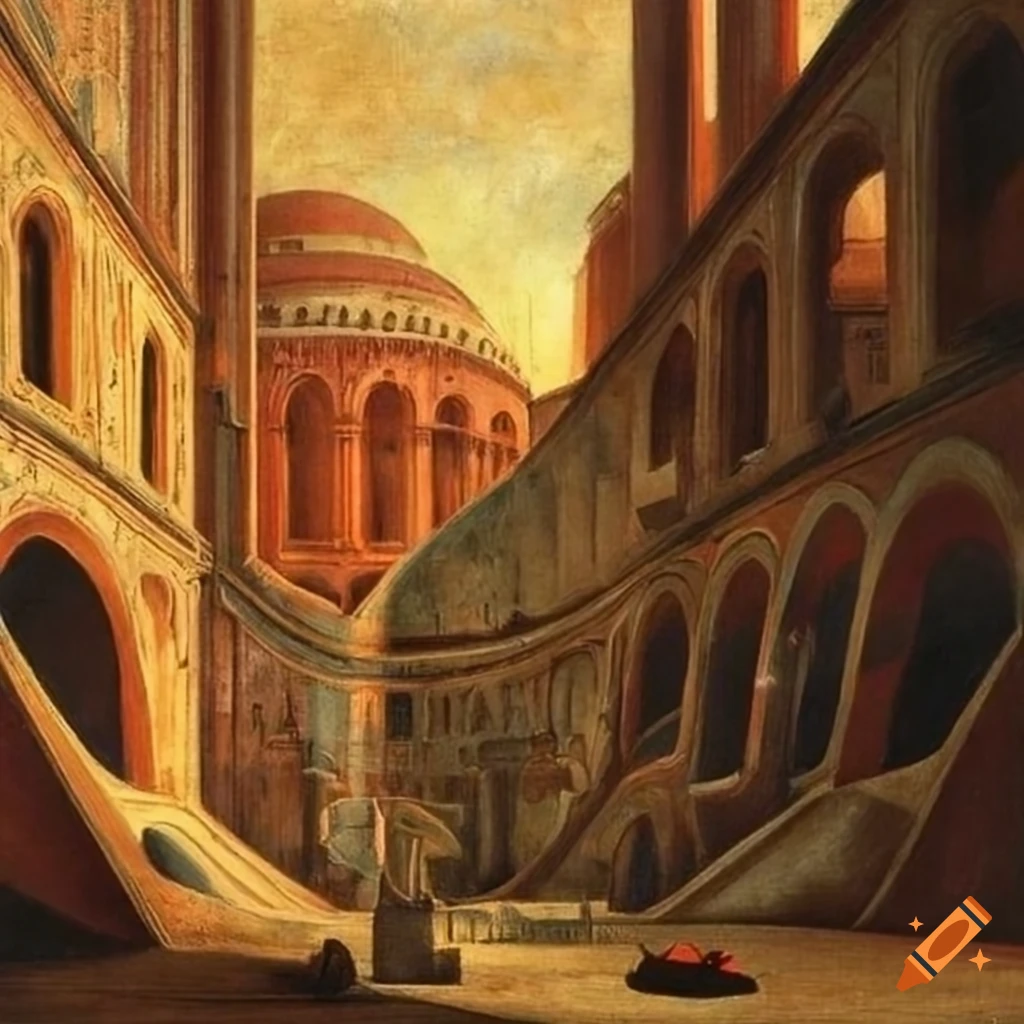 Closeup detail of paolo uccello's science fiction painting on Craiyon