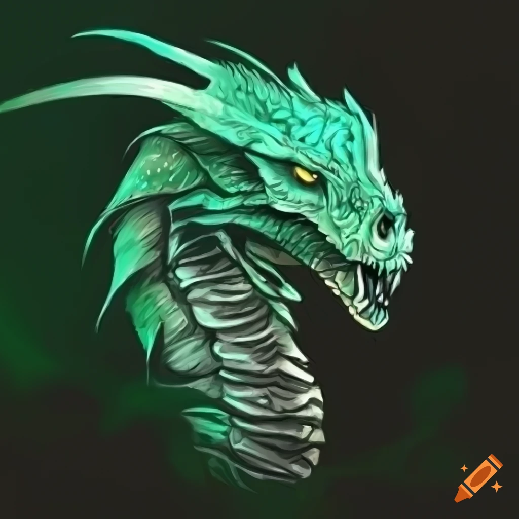 green dragon head illustration