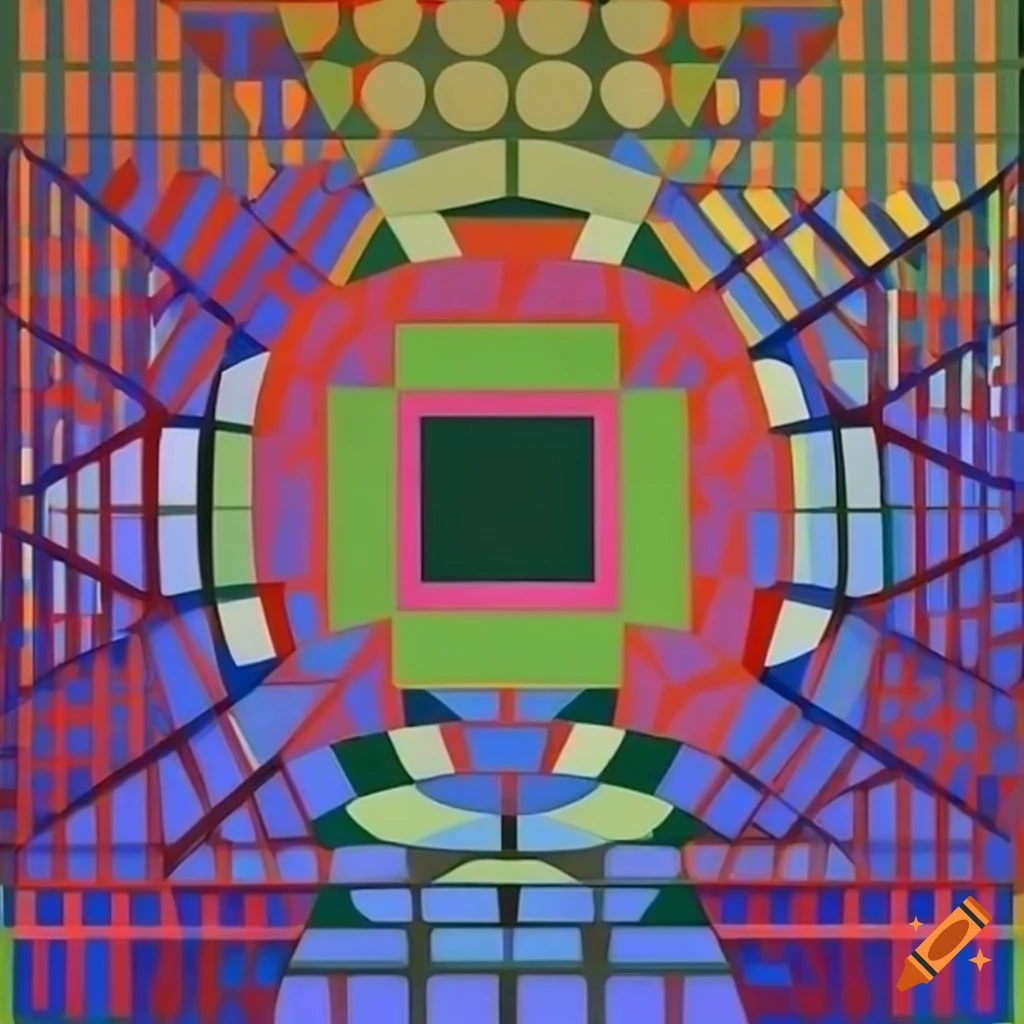 Geometric surreal illusions by victor vasarely on Craiyon