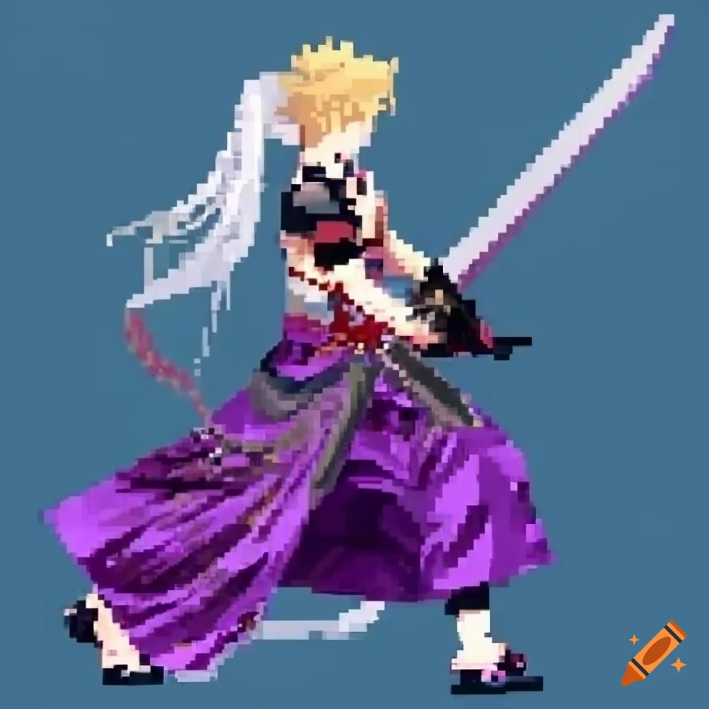 Fitness girl performing sword attack in sprite sheet on Craiyon