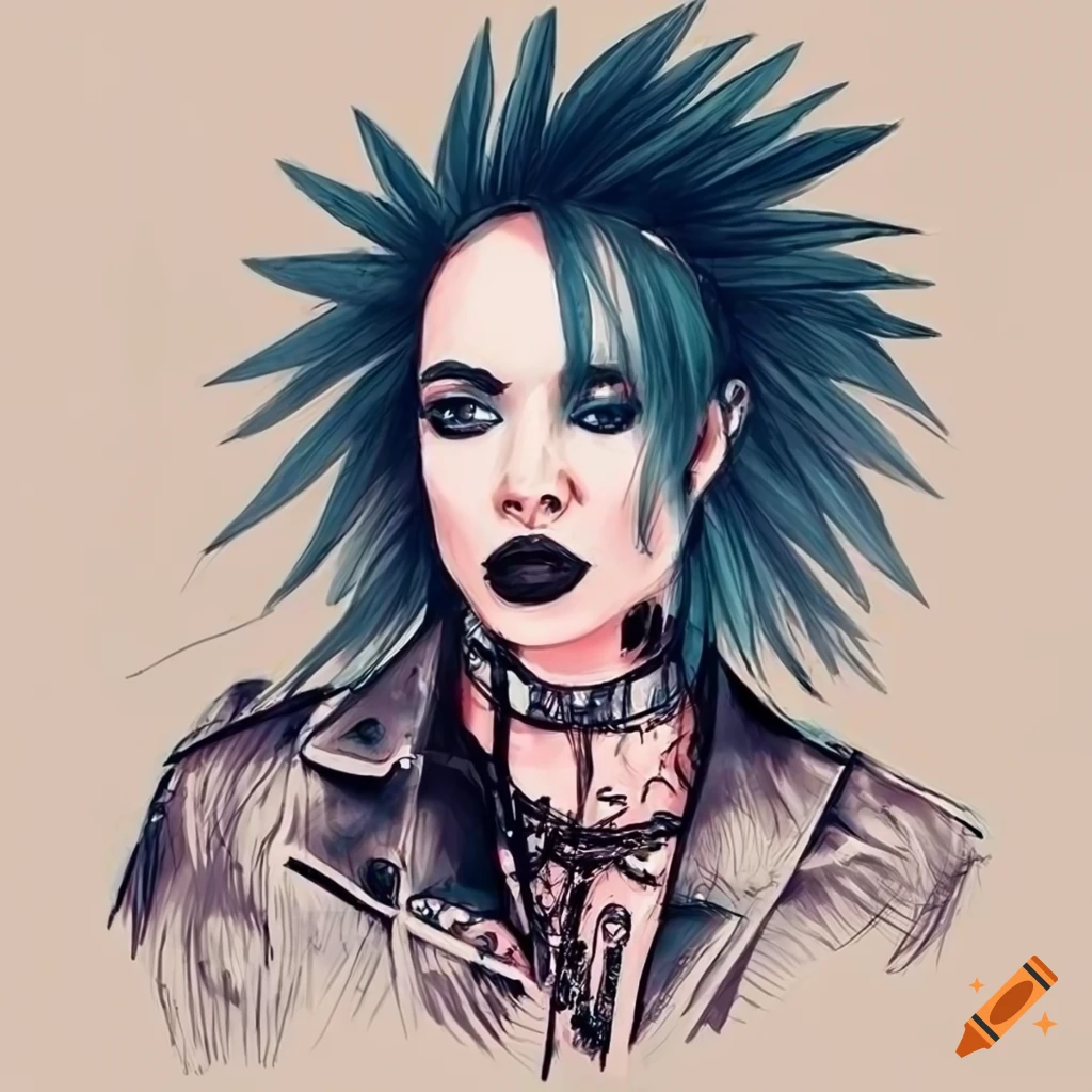 sketch of a punk rock woman
