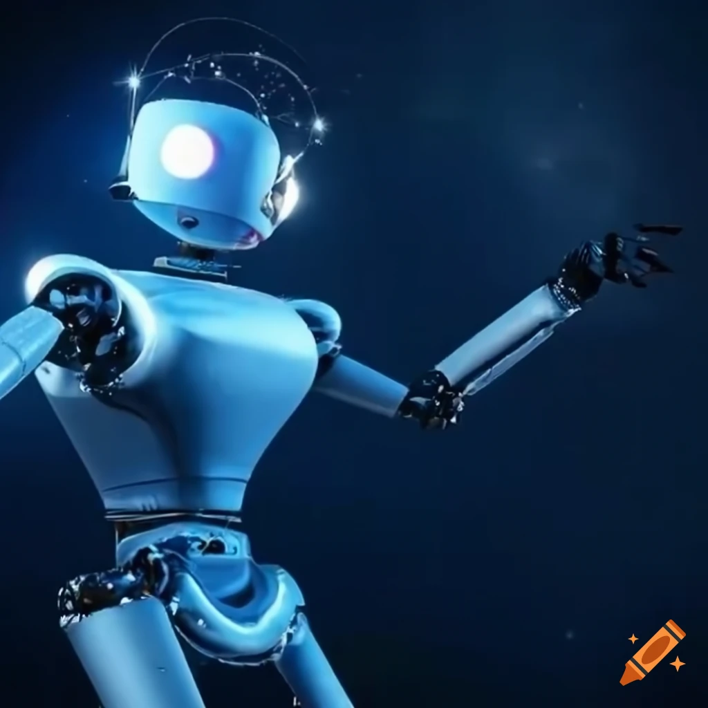 techno robot dancing in space