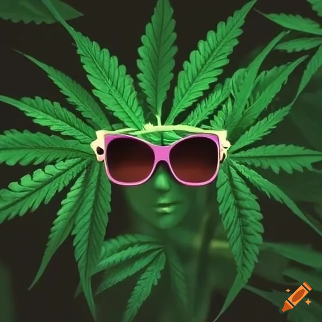 Sunglasses-wearing hemp leaf