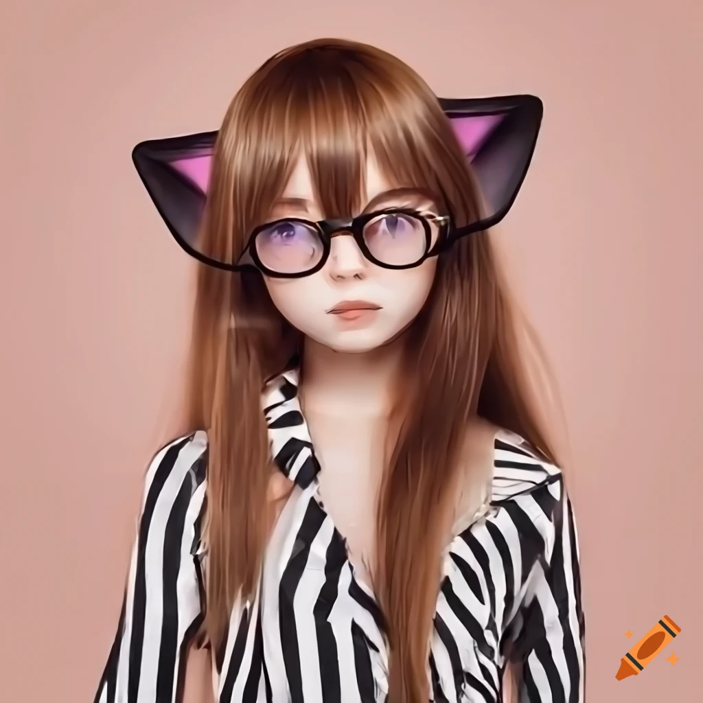 character artwork of a freckled catgirl with glasses