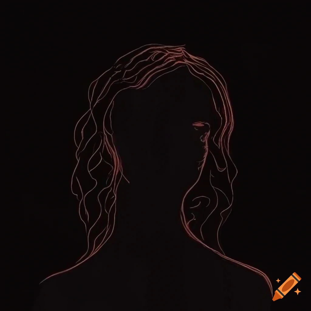 silhouette portrait of a woman in Aubrey Beardsley style