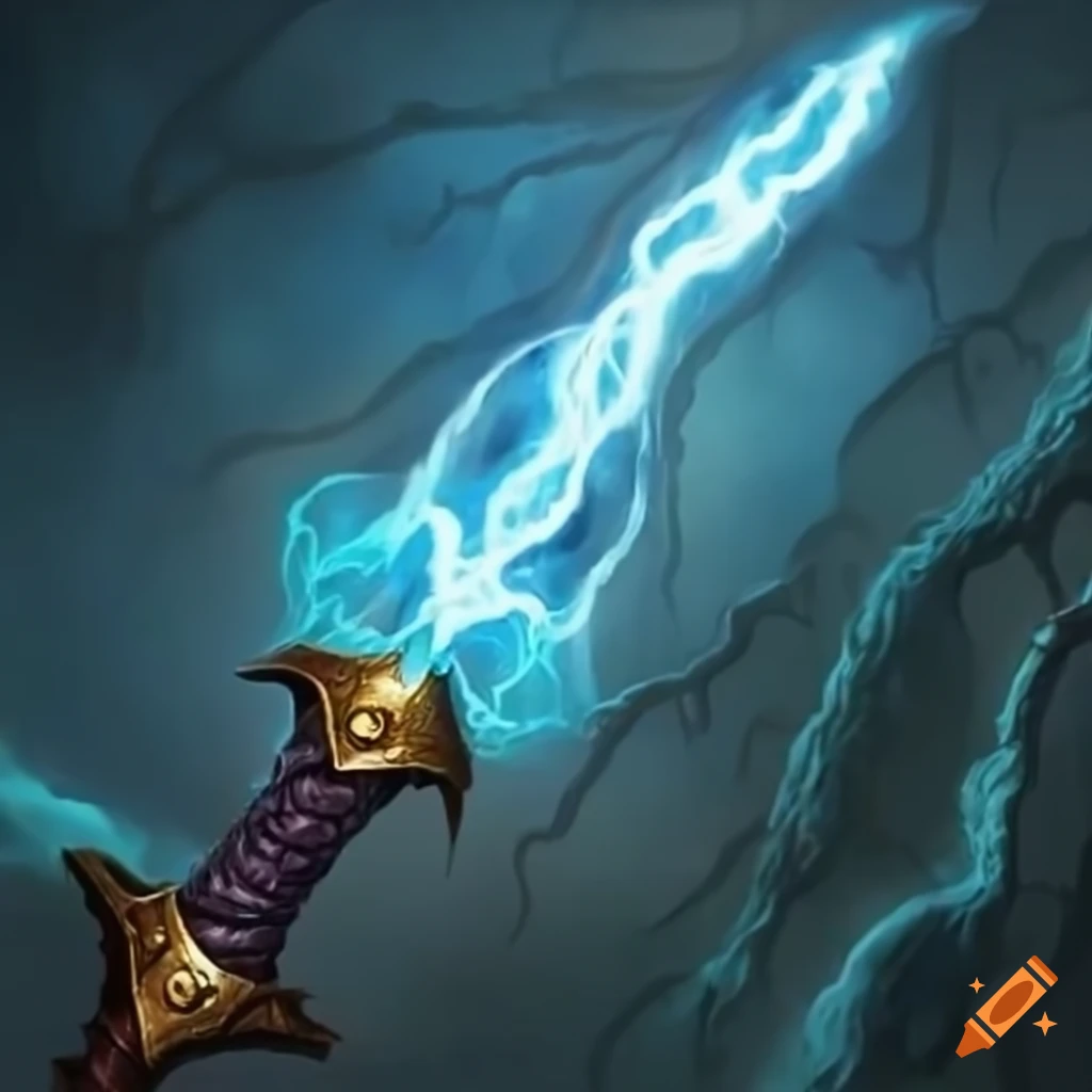 Fantasy sword with lightning energy on Craiyon