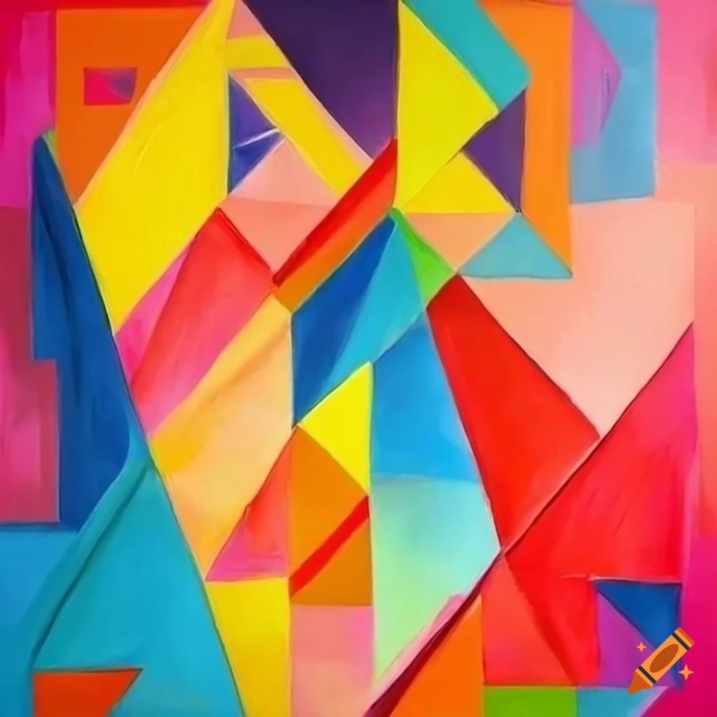 vibrant painting with bold geometric figures