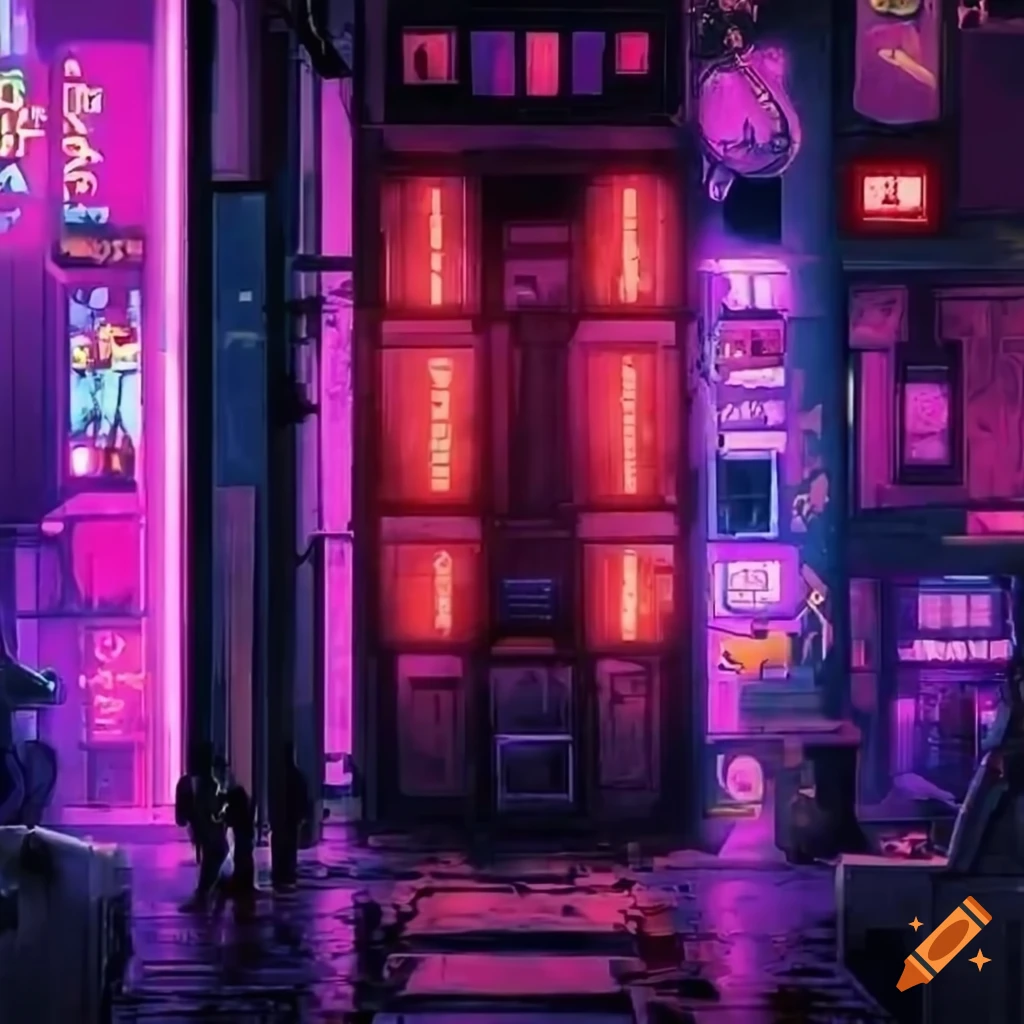 cyberpunk bar entrance