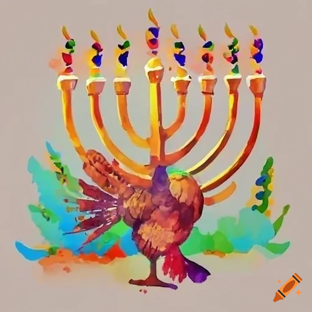turkey lighting a menorah for Chanukah celebration