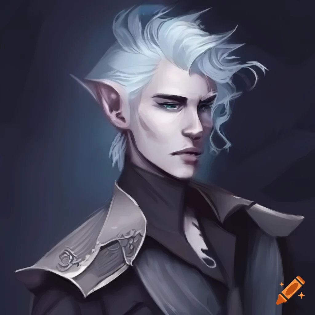 Depiction of a handsome male changeling bard on Craiyon