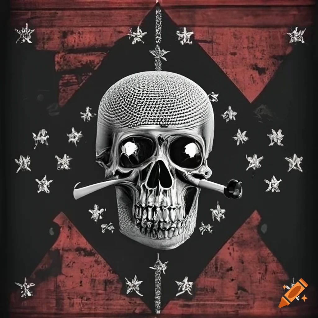 vintage microphone poster with skull and crossbones