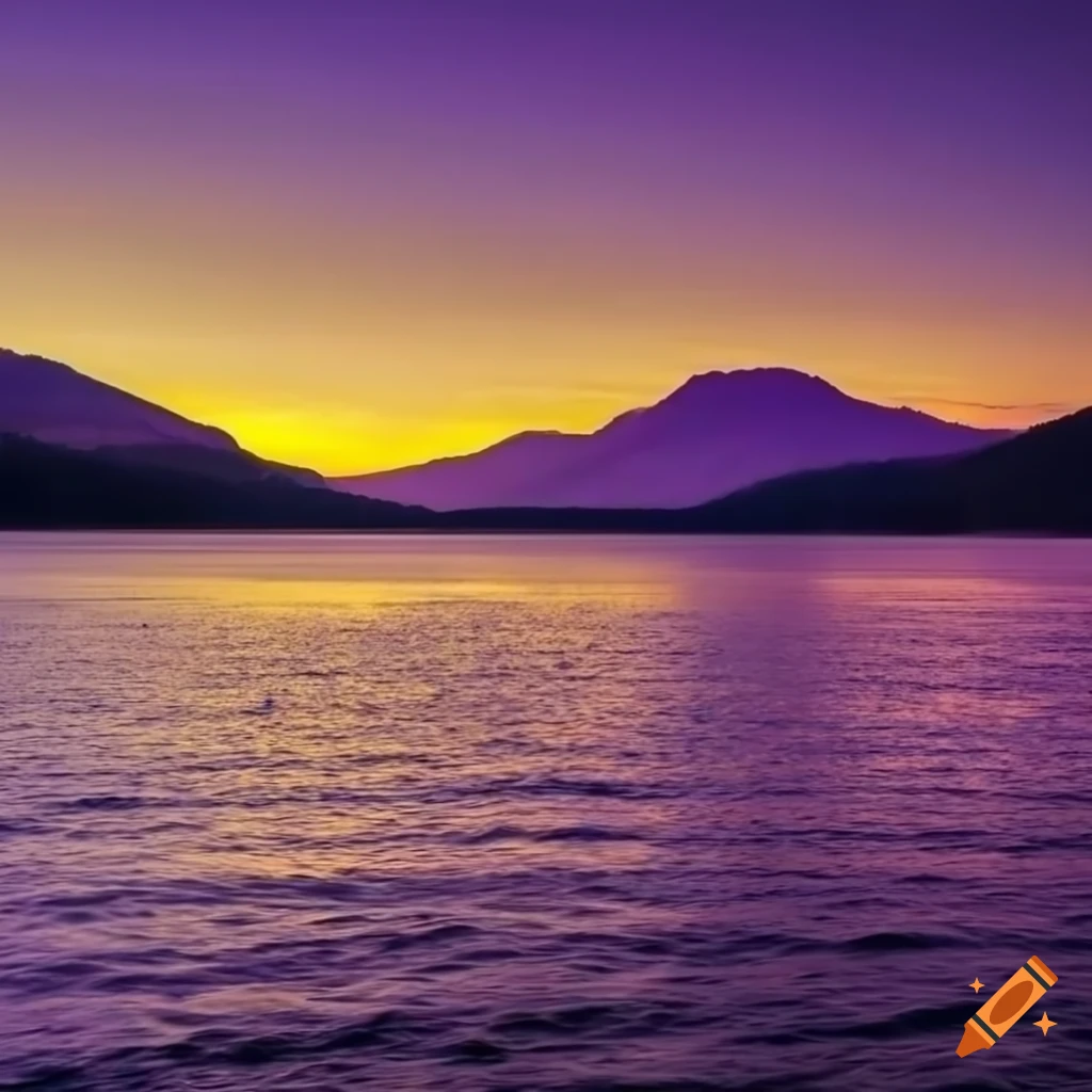 sunset-over-a-lake-and-mountains-in-black-and-white-with-pops-of-yellow