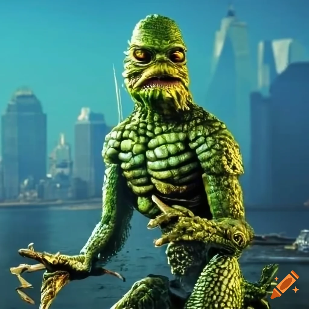 Manhattan skyline with the creature from the black lagoon