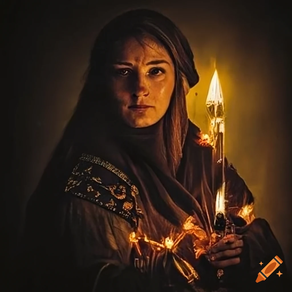 medieval peasant enveloped in enchanting glow