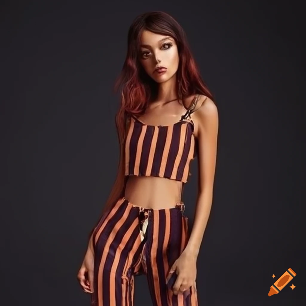 Striped skinny jeans and crop top outfit