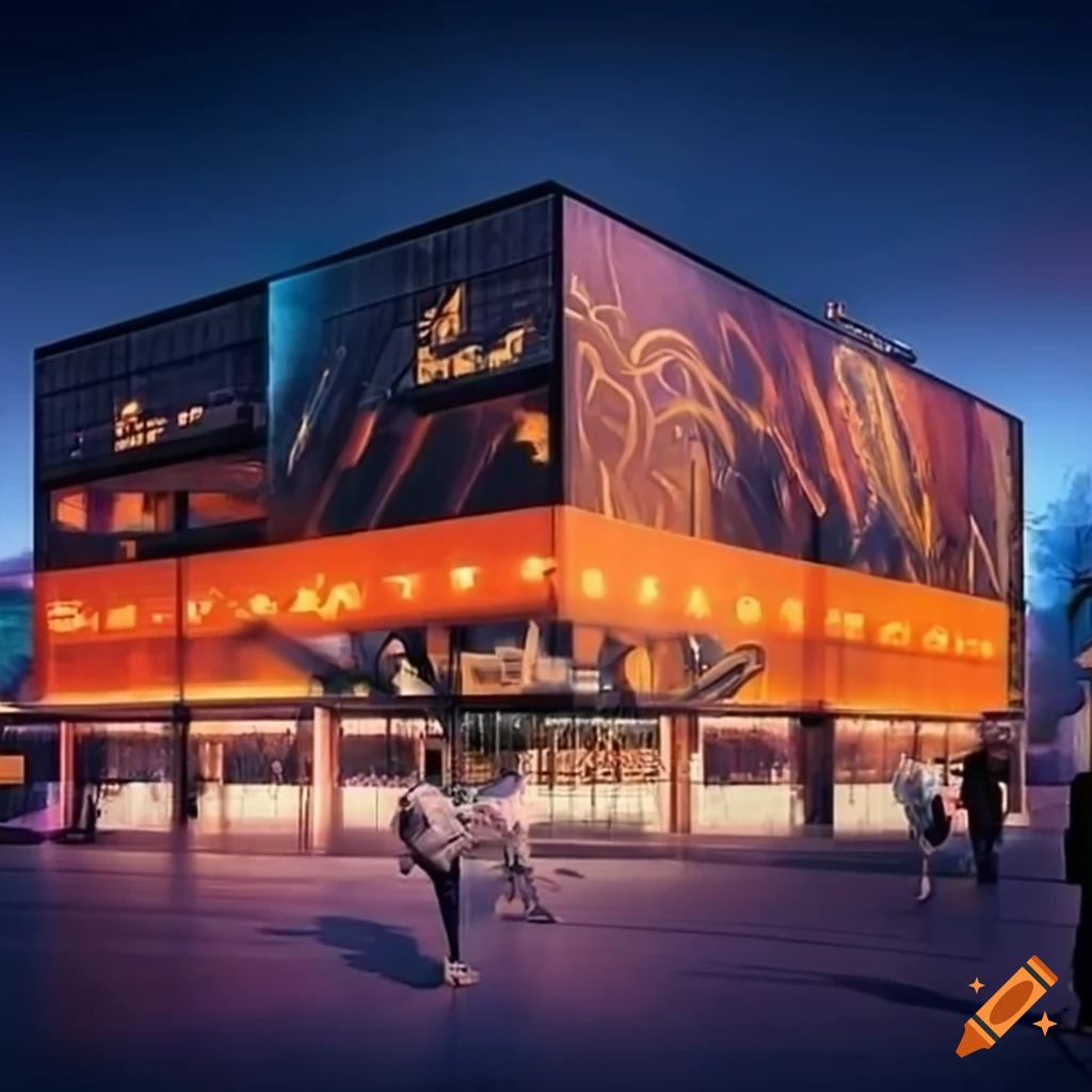 Futuristic exterior of a mitre 10 store on Craiyon