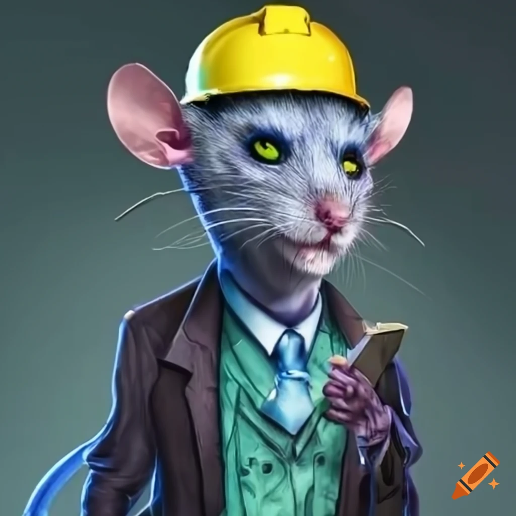 cartoon illustration of an undead rat with glowing eyes