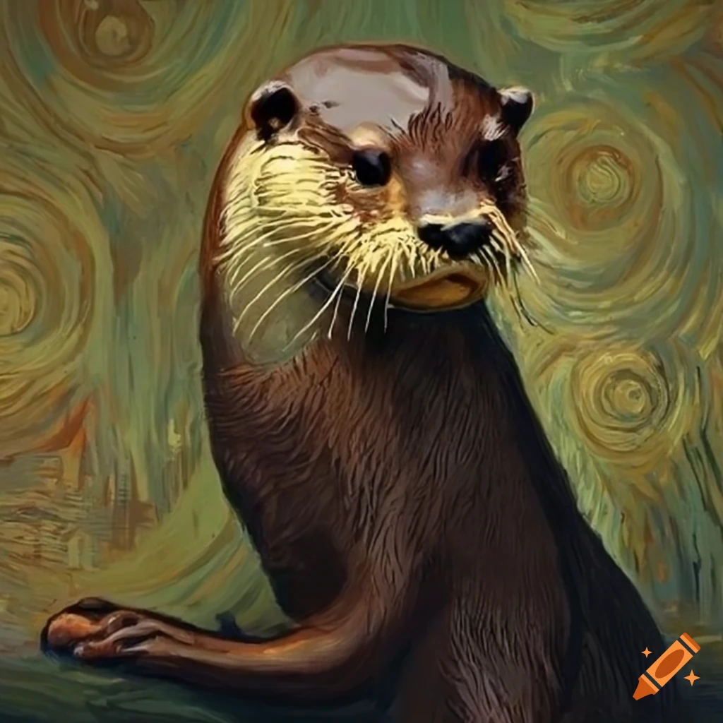 Van Gogh-style painting of an otter