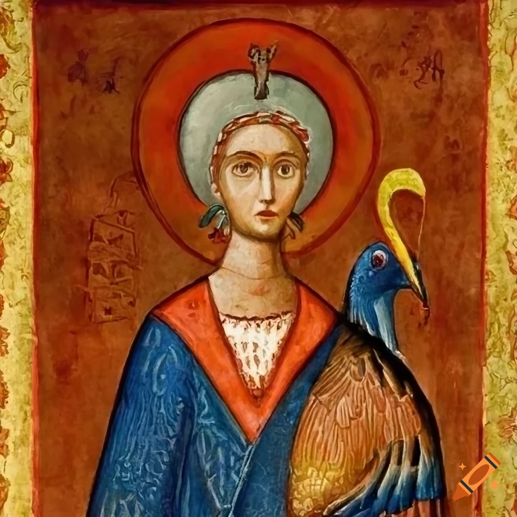 Medieval art representation of san guibin with fall colors on Craiyon