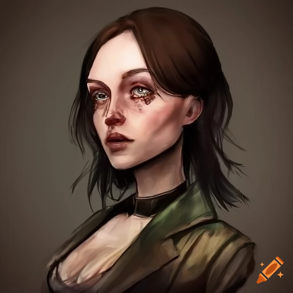 Character from disco elysium with dark brown hair