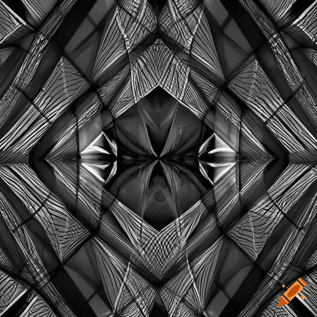 complex geometric shape in black and white